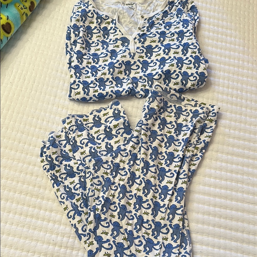 Blue and White Patterned Pajama Set